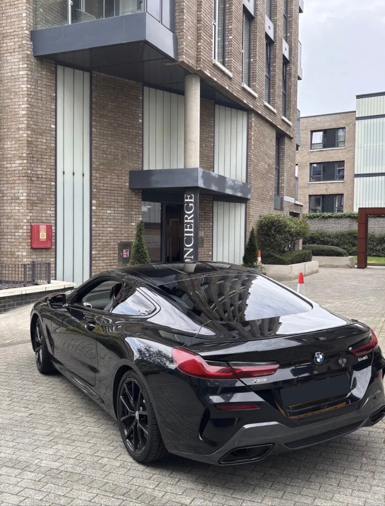 Front view of a black BMW 8 Series