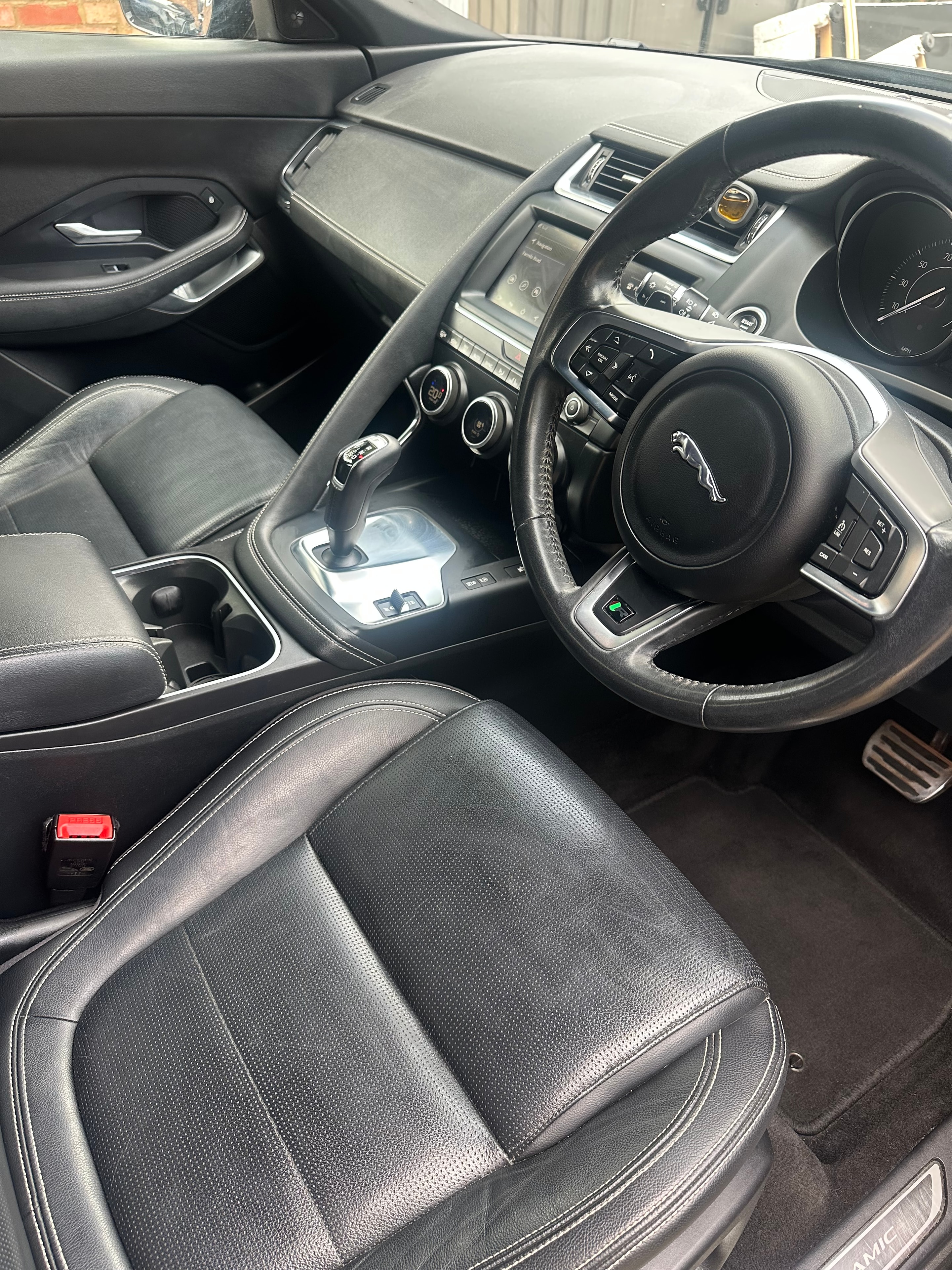 Jaguar E-PACE front leather cabin and controls